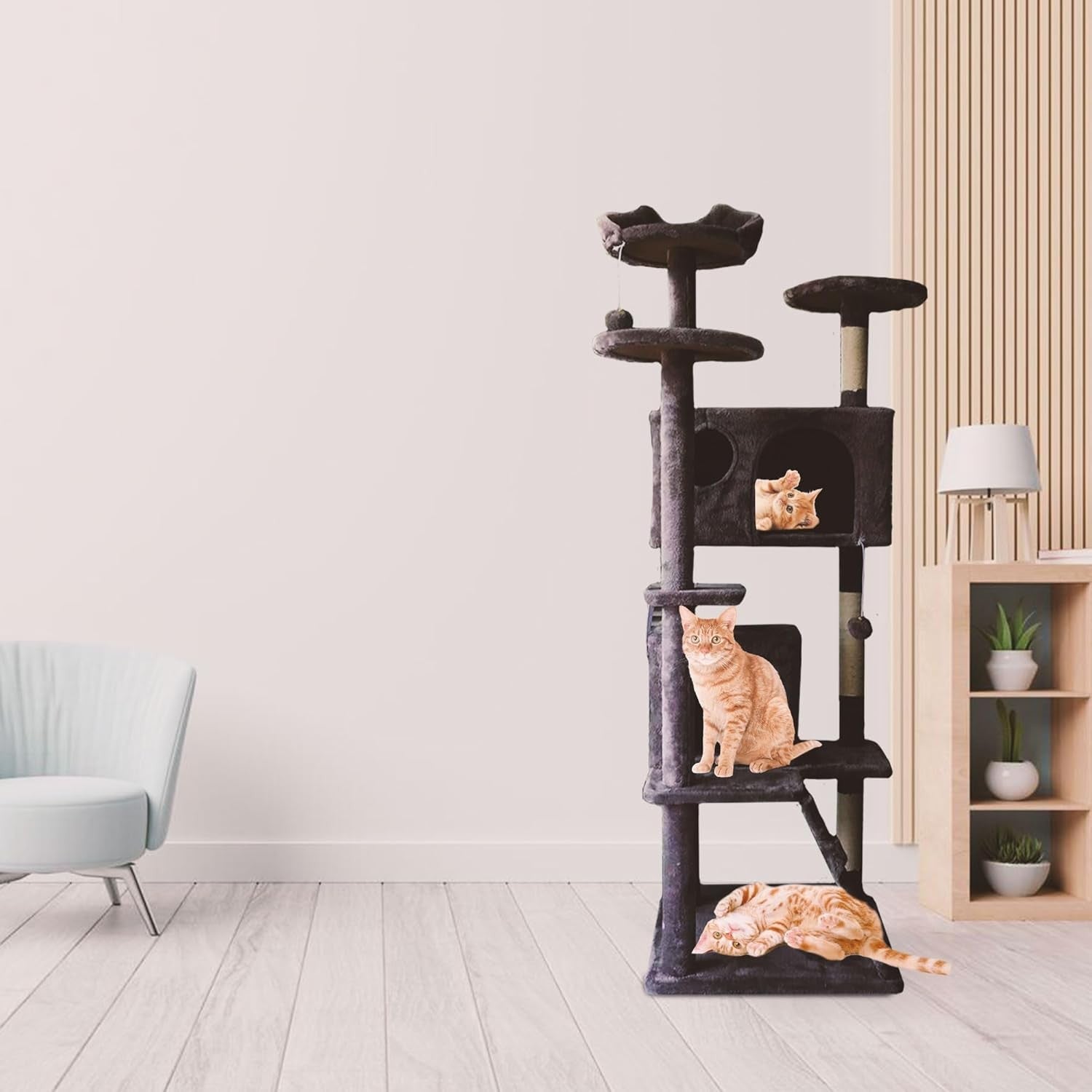 138cm Cat Tree Tower Condo Multi Level Scratching Posts Plush Indoor Cats