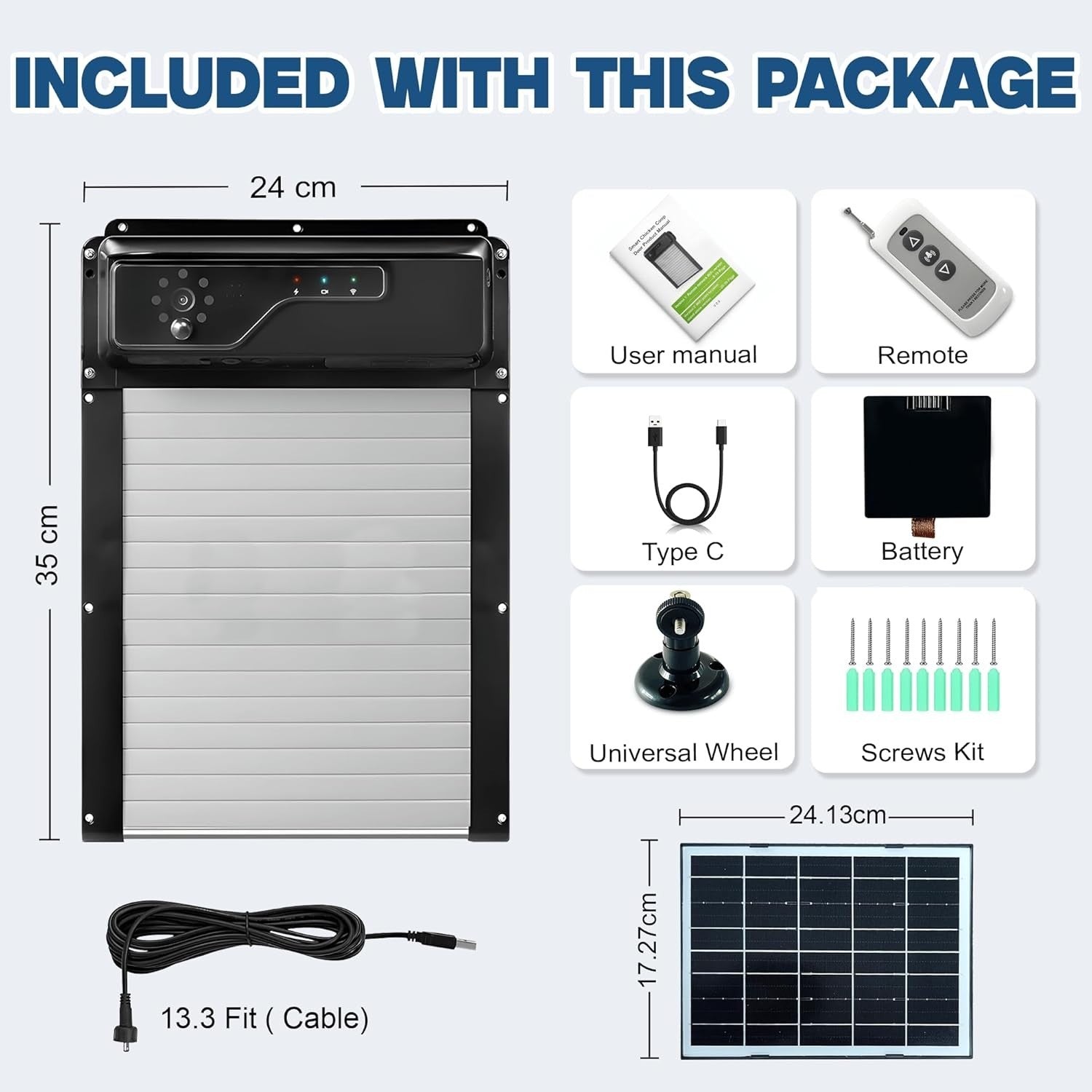 Solar Automatic Chicken Coop Door with Camera App Remote Night Vision