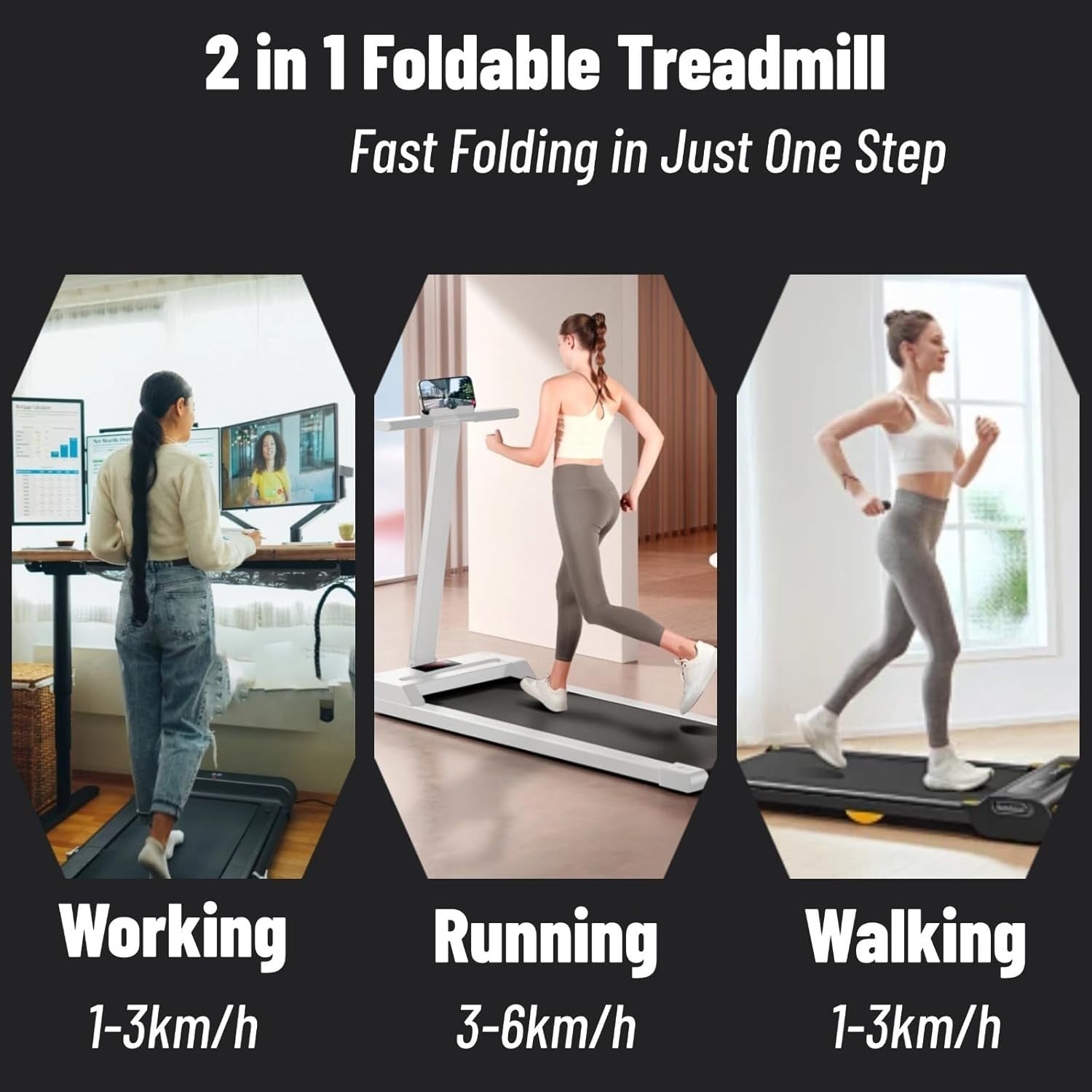 Under Desk Treadmill 2.5HP Foldable Walking Pad Home Office LED Display