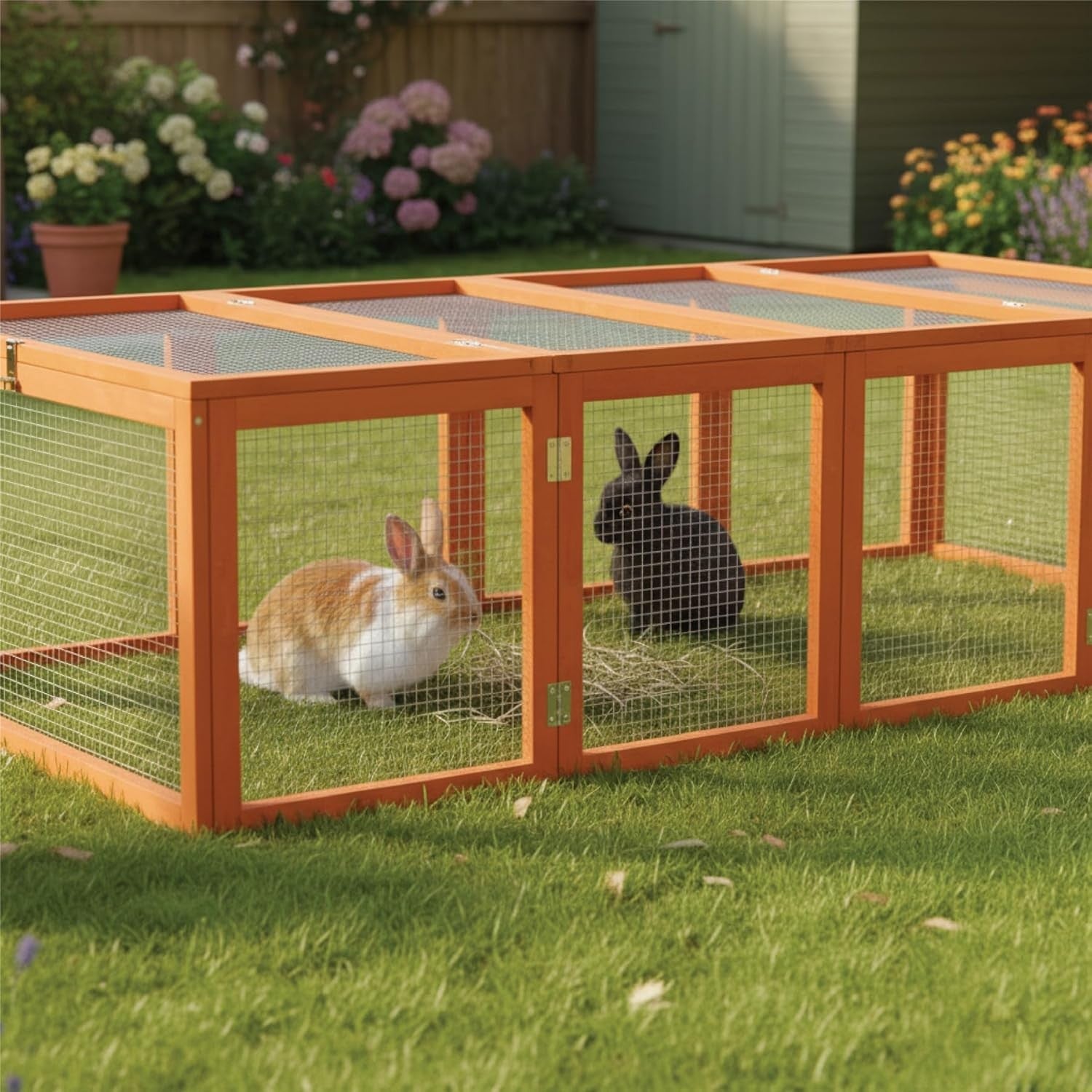 6ft Folding Wooden Rabbit Run Enclosure Large Outdoor Guinea Pig Play Pen
