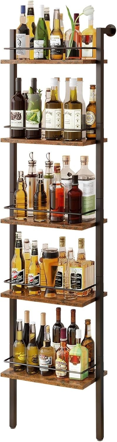 Tall Freestanding Wine Rack 5-Tier Bottle Display Shelf Drinks Storage Unit