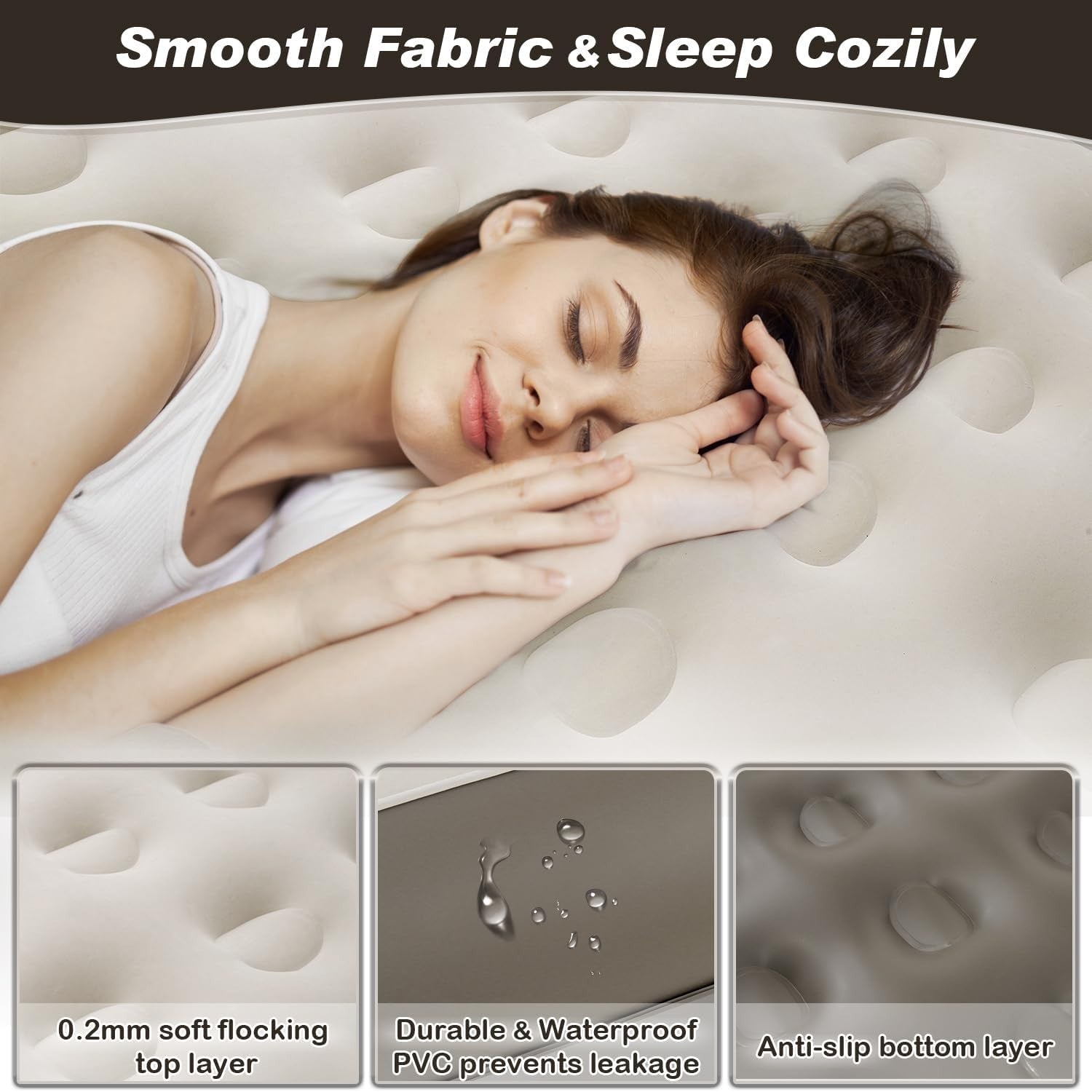 Double Air Bed with Built-In Pump – Self Inflating, Portable, Camping & Home