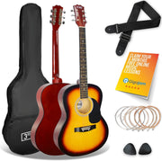 Full Size 4/4 Acoustic Guitar Starter Pack Steel String Sunburst