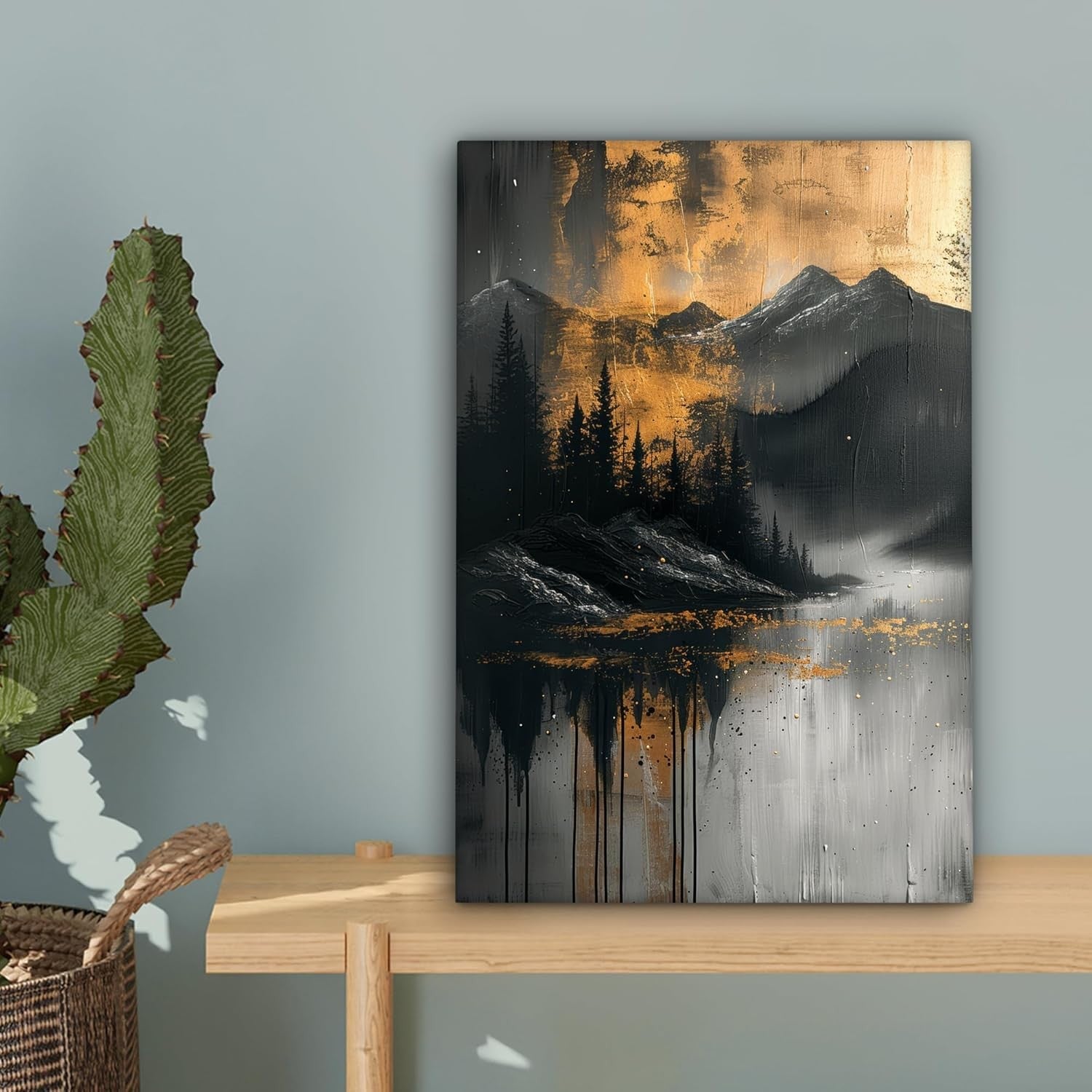 Gold Black Forest Canvas Wall Art 20x30cm Framed Modern Print