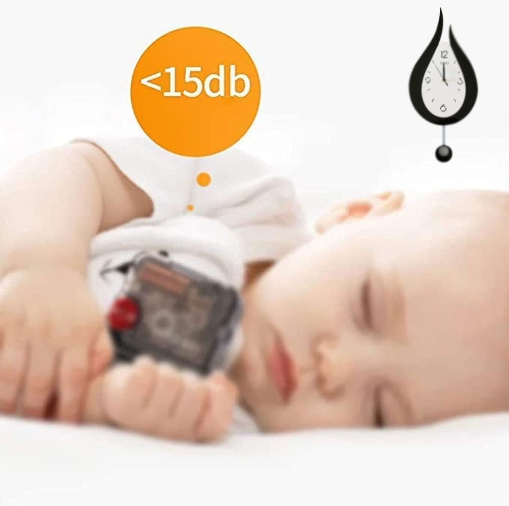 Modern Silent Wall Clock Water Drop Design with Pendulum 20.4” Black White