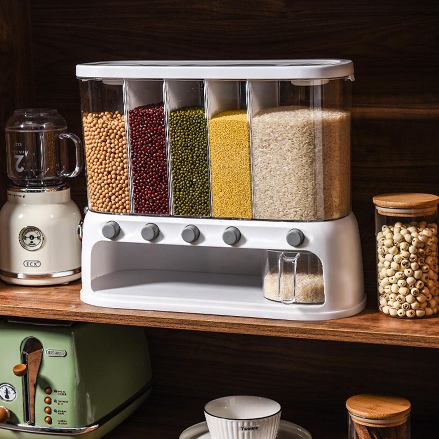 12L Wall Mounted Grain Dispenser Airtight Rice Storage Box
