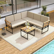 5 Seater Garden Corner Sofa Set w/ Coffee Table Patio Outdoor Furniture