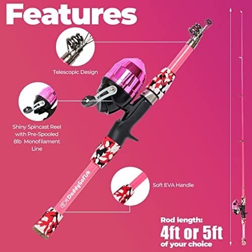 Kids Fishing Rod Reel Combo Starter Set with Tackle Box 4-5ft Kit