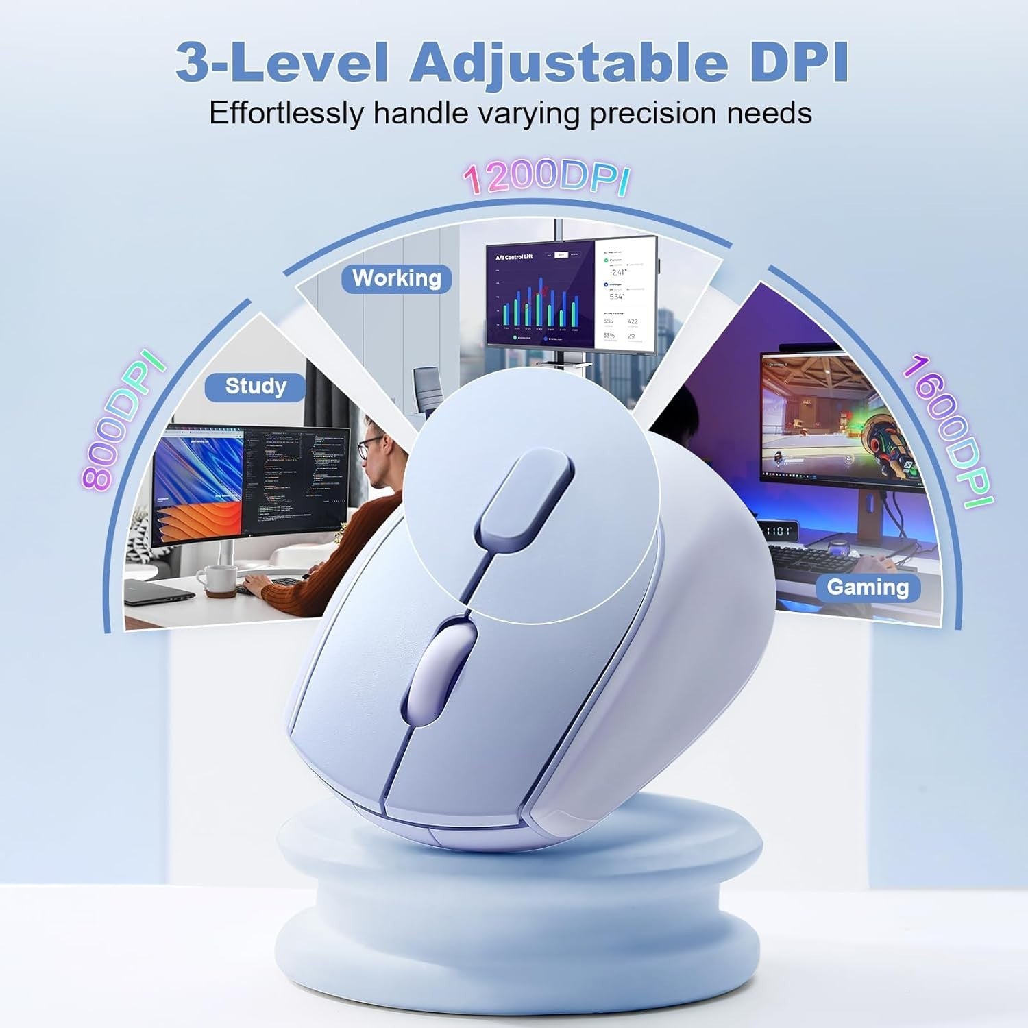 Silent Wireless Mouse 2.4GHz 1600 DPI Cute Portable Laptop PC