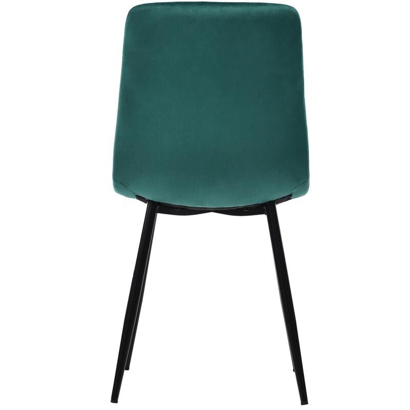 Set of 4 Dark Green Velvet Dining Chairs – Modern Padded Seat, Metal Legs