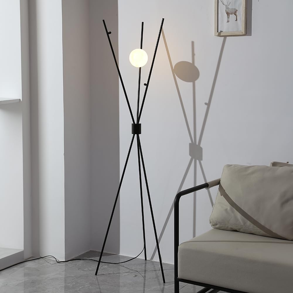 Nordic Tripod Floor Lamp Metal Standing Light White Shade Corner Reading