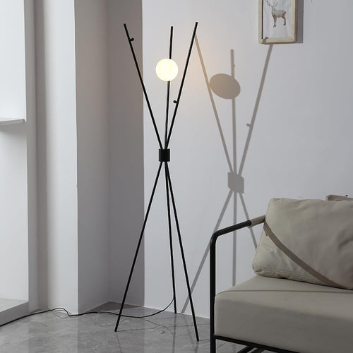Nordic Tripod Floor Lamp Metal Standing Light White Shade Corner Reading