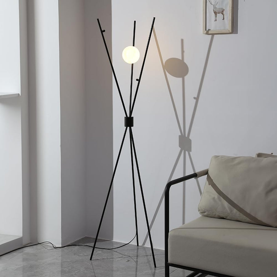 Nordic Tripod Floor Lamp Metal Standing Light White Shade Corner Reading