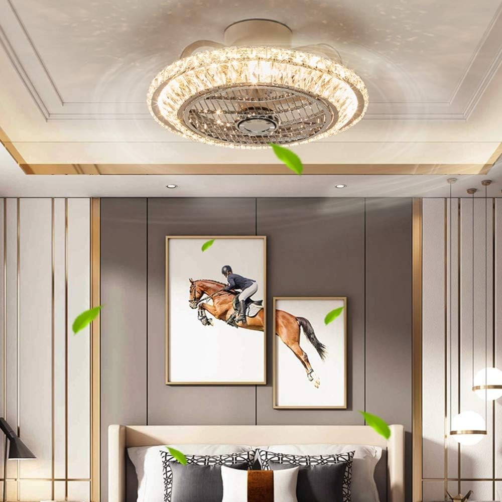 Crystal Ceiling Fan, 72W Dimmable LED, Adjustable Speed, Remote, Modern Style