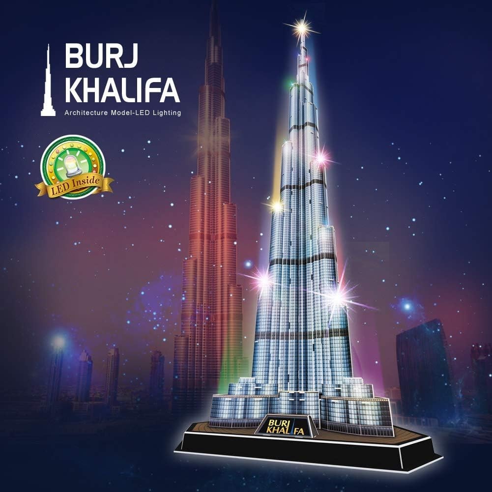 LED Burj Khalifa 3D Puzzle 136 Piece Dubai Tower Model Kit 146cm