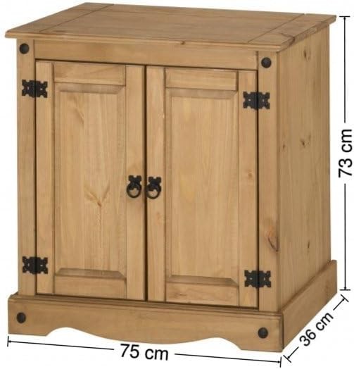 Rustic Pine Sideboard Cabinet 2 Door Storage Cupboard Solid Wood Unit
