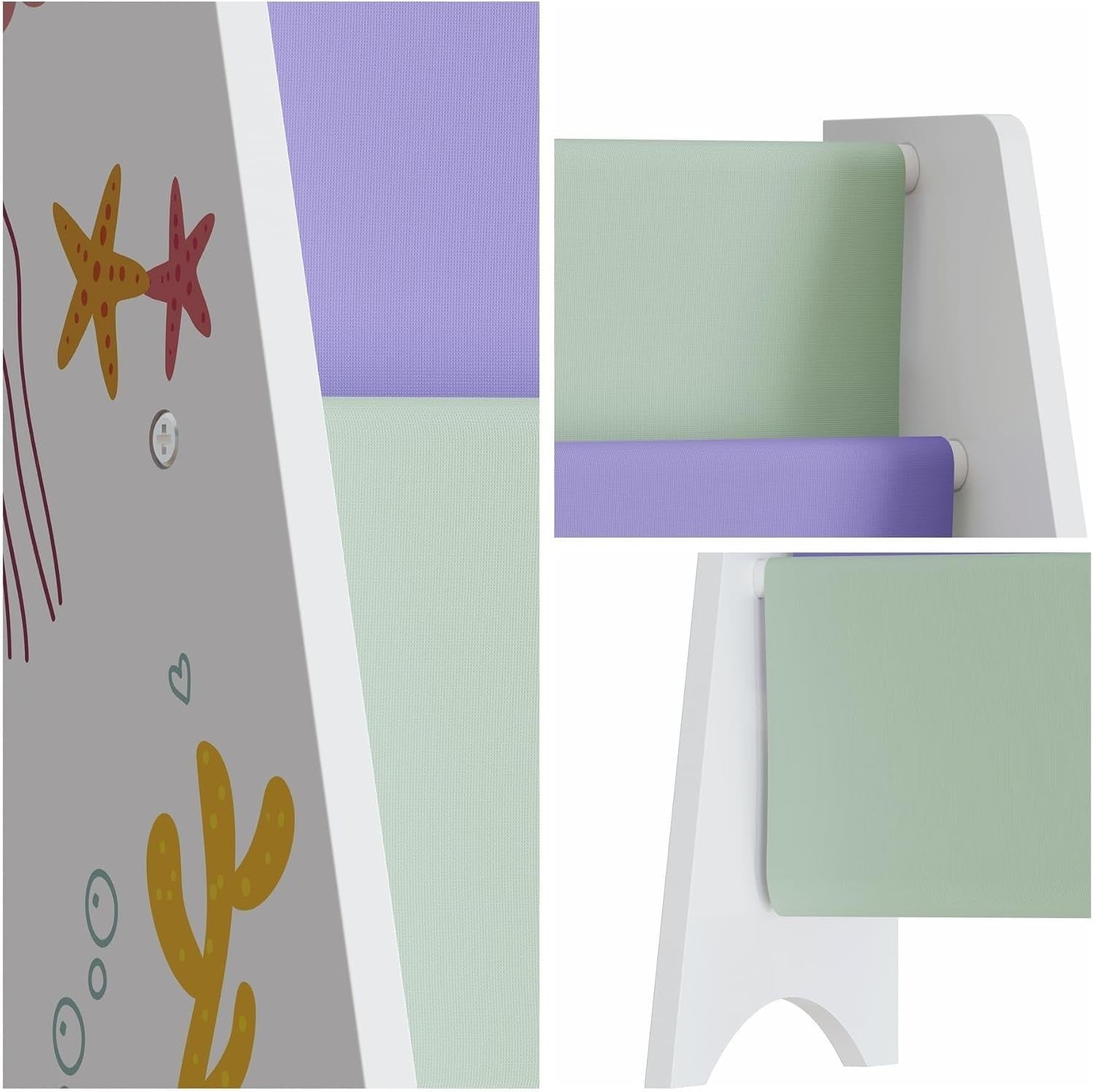Kids 4 Tier Bookshelf with Sealife Design Wooden Book Storage Unit Furniture