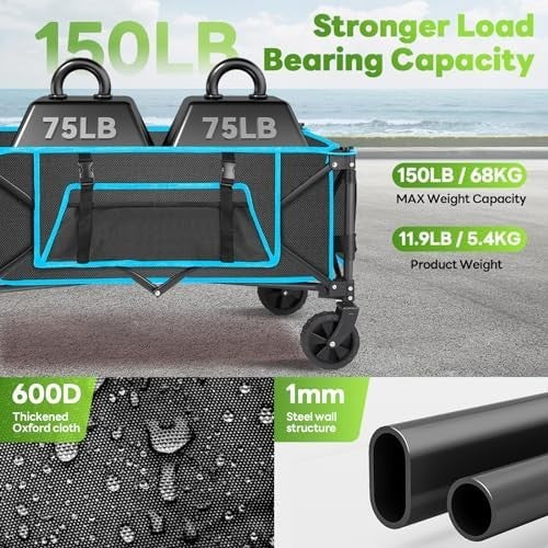 Folding Festival Trolley Cart – Collapsible Camping Wagon with All-Terrain Wheel