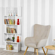 White S-Shaped 5 Tier Display Shelf | Modern Bookcase Storage Divider Unit