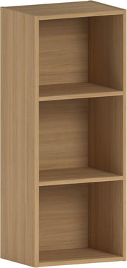 3 Tier Oak Wooden Cube Bookcase Small Storage Shelf for Living Room Office