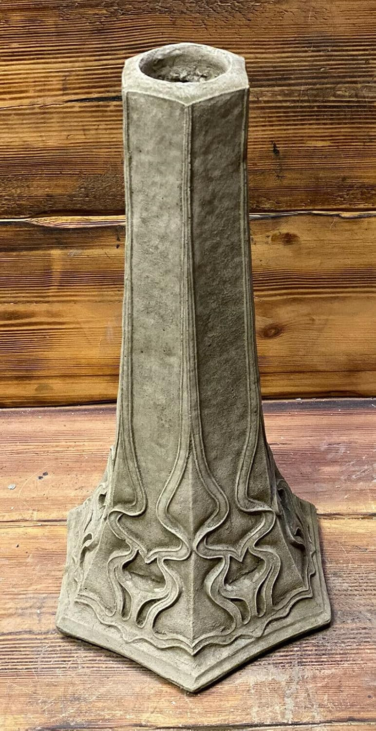 Large Stone Art Deco Bird Bath 58cm Leaf Vine Design | Garden Statue Ornament
