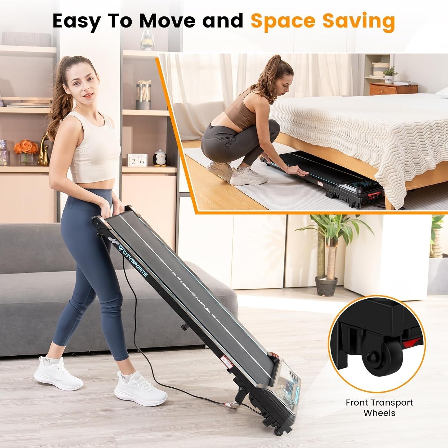Under Desk Treadmill 1-6KM/H Incline Fitness Walking Running LED Display