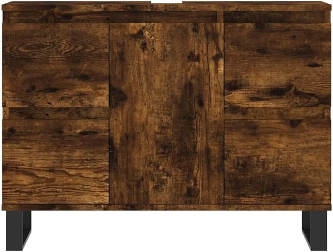 Rustic Oak Wide Bathroom Sink Cabinet 80x33x60cm Under Basin Storage Unit Drawer