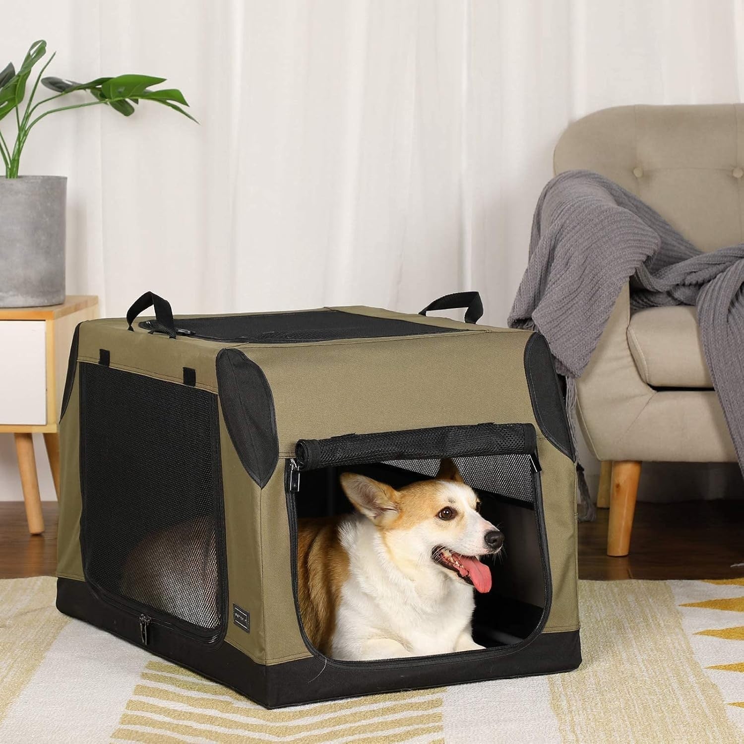 Portable Soft Dog Crate Collapsible Travel Carrier Indoor Outdoor 76cm