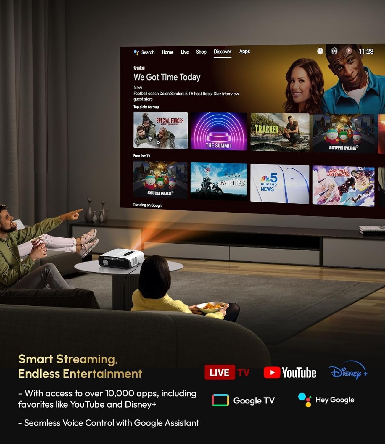 2200ANSI 4K Smart Projector Google TV WiFi6 Dolby 38W