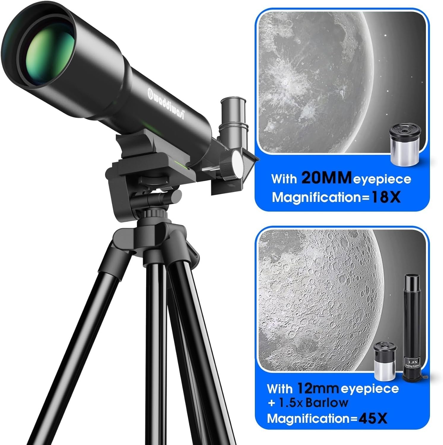 50mm AZ Kids Telescope with Tripod & Phone Adapter White