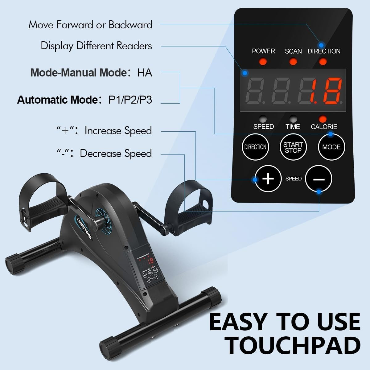 Motorized Seated Pedal Exerciser Electric Under Desk Trainer LCD