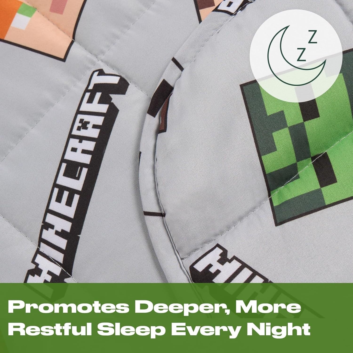 3kg Weighted Blanket 100x150cm Grey Minecraft Reversible Sleep Aid
