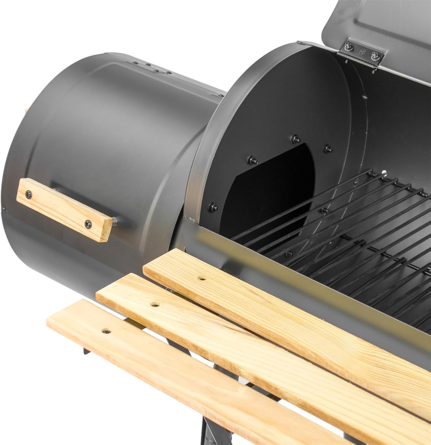 Outdoor BBQ Smoker Grill with 2 Cooking Chambers & Thermometer Portable Patio