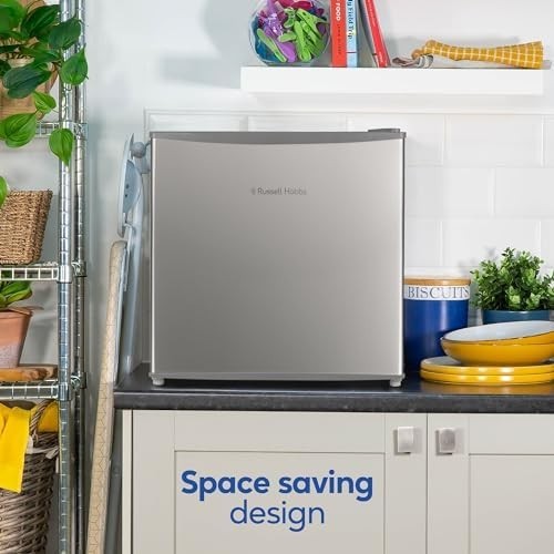 43L Tabletop Mini Fridge Compact Silver Small Refrigerator with Ice Box
