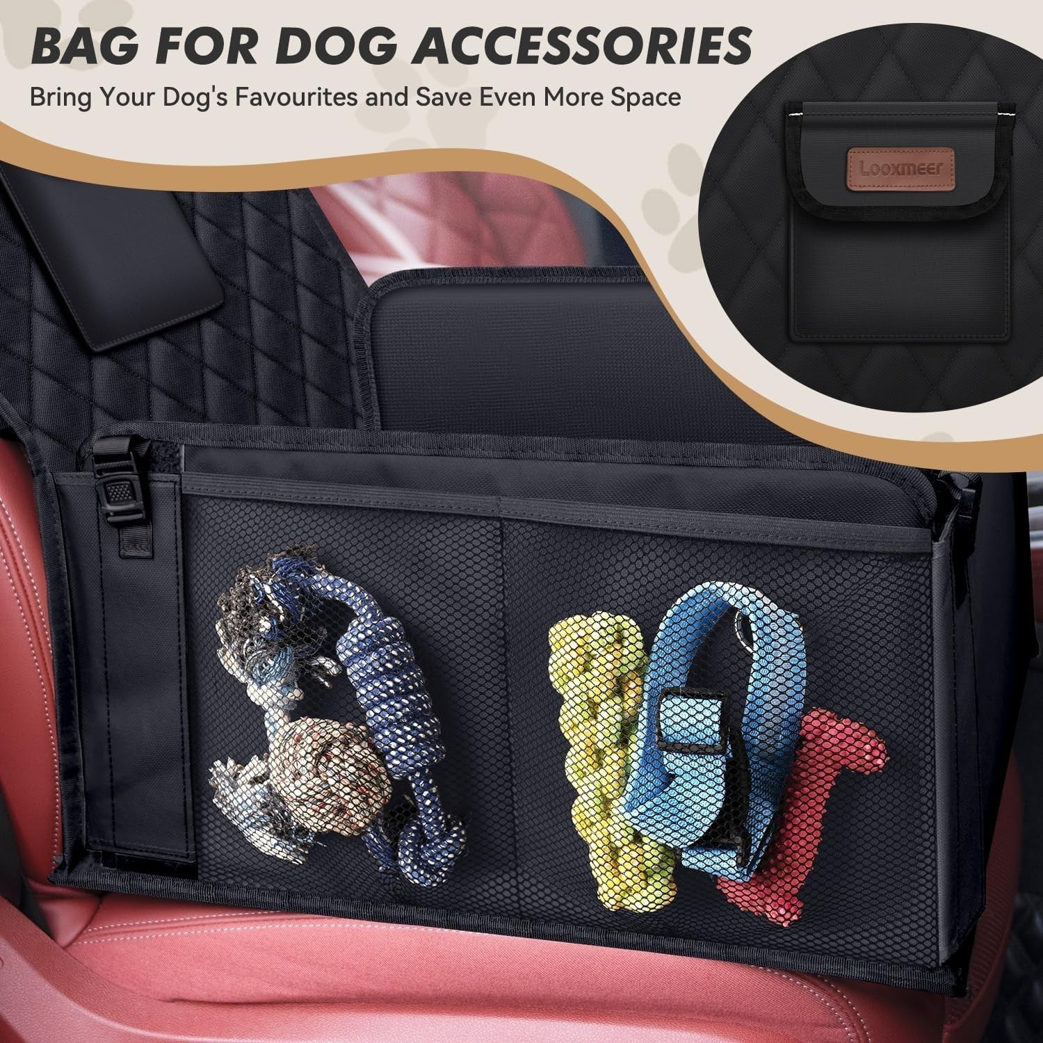 Dog Car Booster Seat Memory Foam Travel Bed Safety Belt Storage Bags