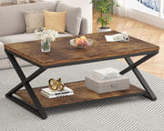 Rustic Wood Coffee Table with Storage Shelf – Modern Farmhouse 39" Rectangular