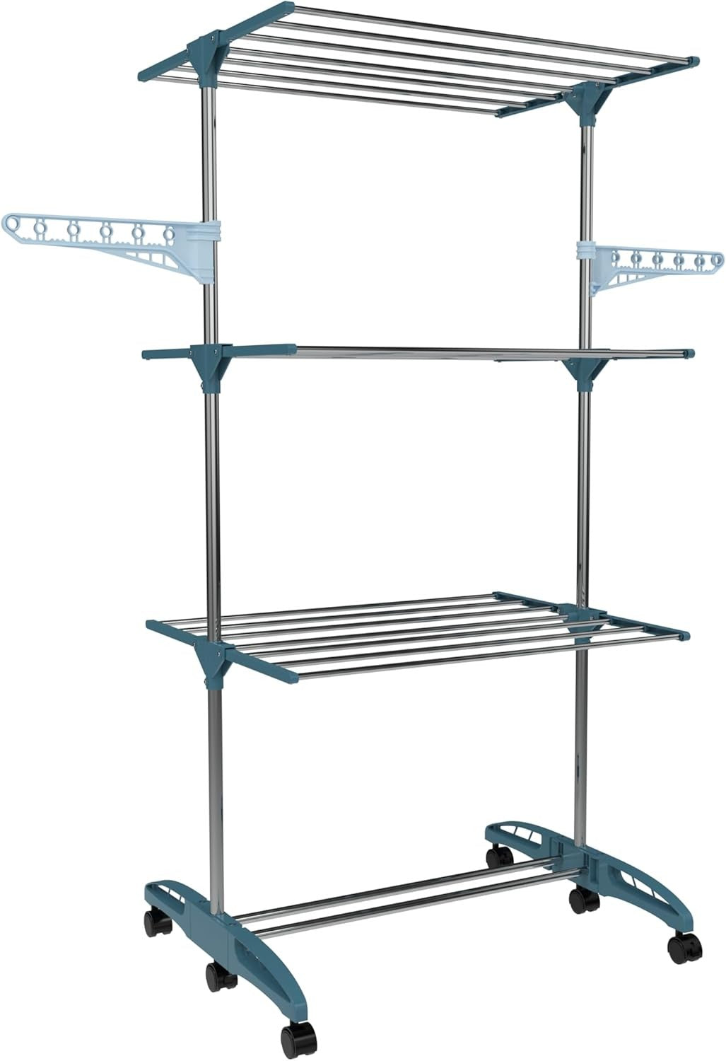 4 Tier Clothes Airer Stainless Steel Folding Laundry Drying Rack with Shoe Shelf