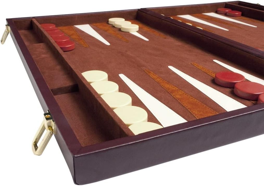 Tournament Backgammon Set 50cm Leatherette Folding Board Luxury Strategy Game