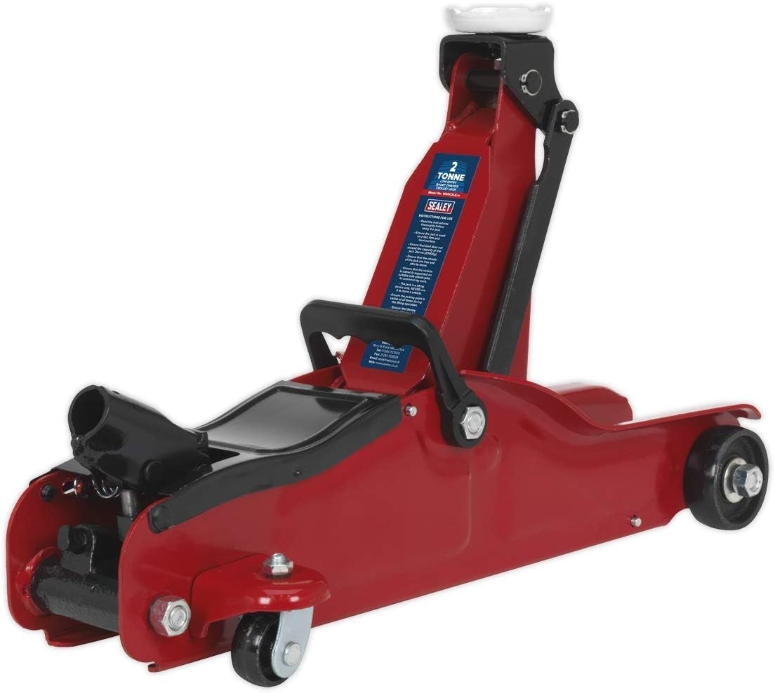 2 Ton Low Entry Trolley Jack Short Chassis 78–530mm Heavy Duty Car Lift Red