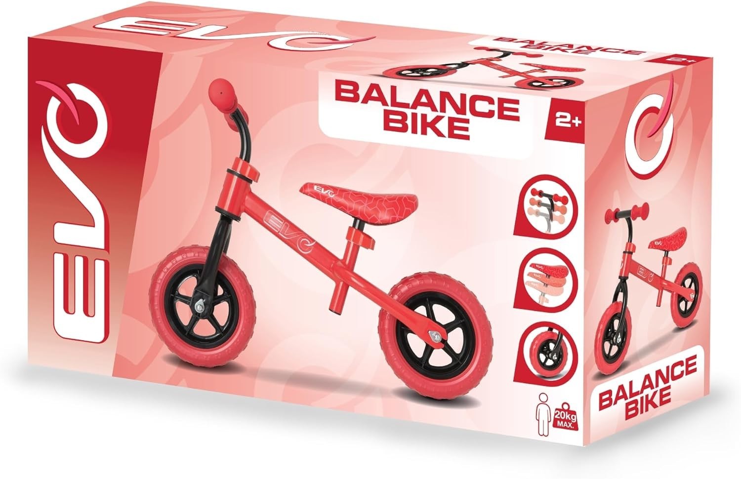 Kids Balance Bike Adjustable Seat Handlebar Training Bike Red Age 2+