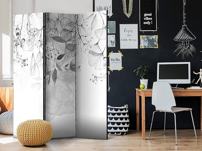 Grey Leaf Acoustic Room Divider 135x172cm Double Sided Folding Screen
