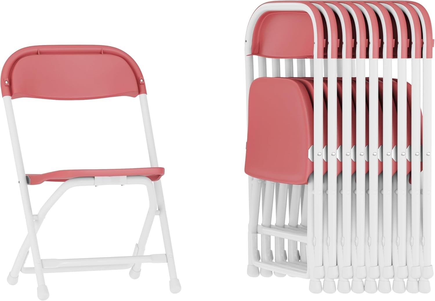 10x Kids Folding Chairs Lightweight Durable Plastic Stackable Burgundy