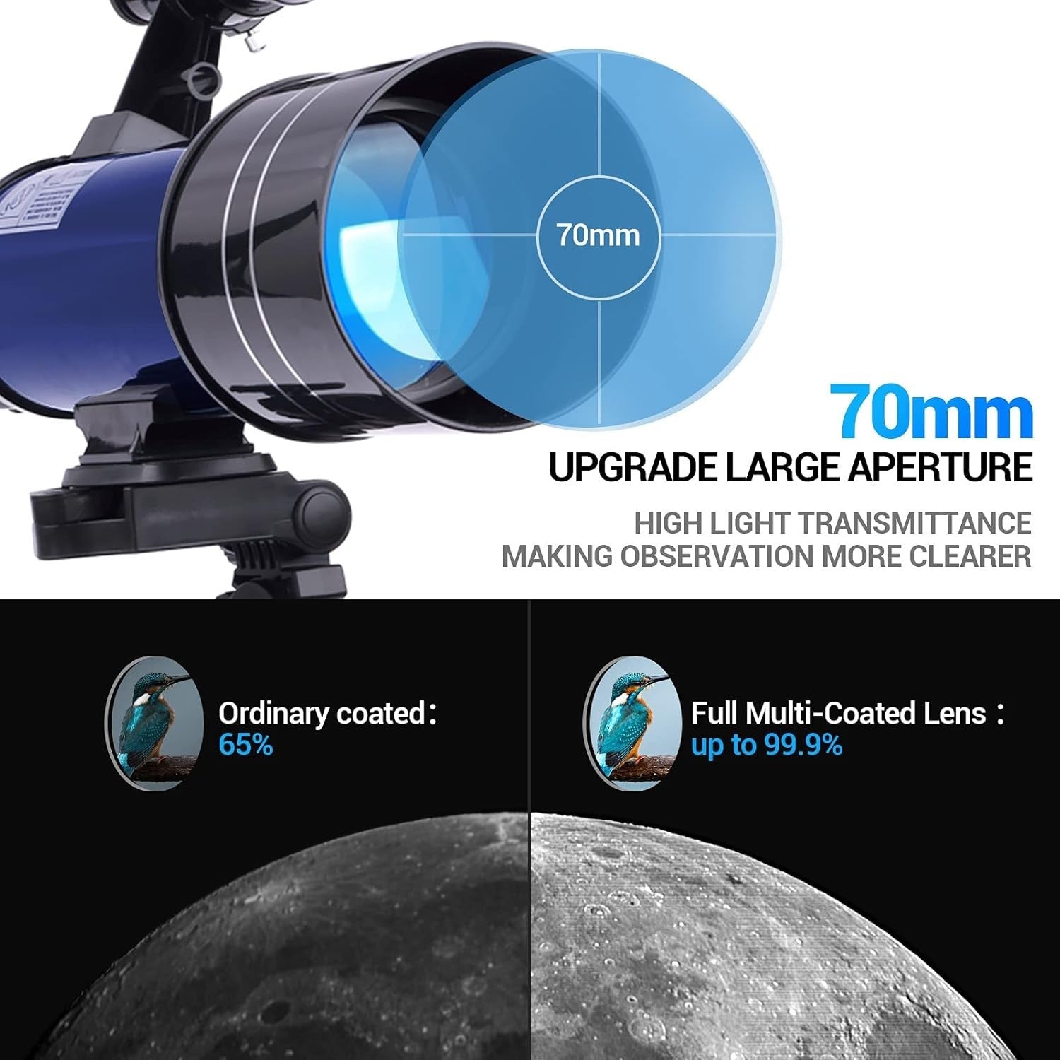 70/400mm Astronomy Telescope 16–201X High Power with Tripod & Phone Adapter