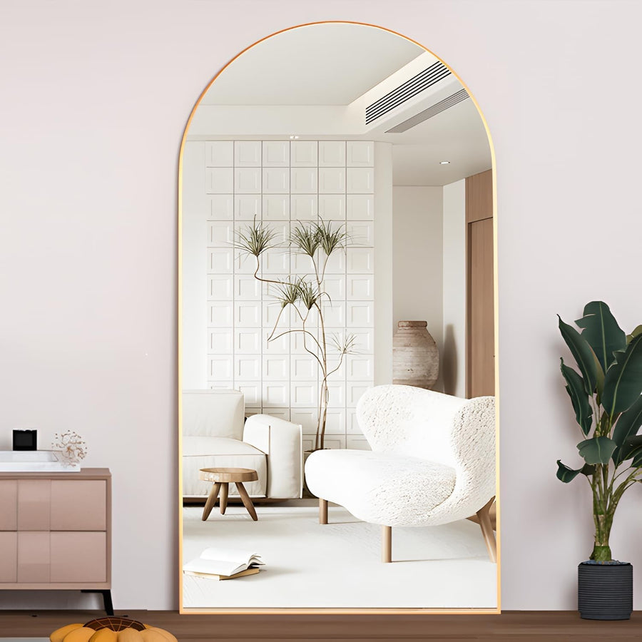 Gold Arch Floor Mirror 198x96cm Full Length Standing Leaning Luxury