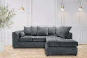 Grey Fabric L-Shape Corner Sofa 4-Seater – Durable, Comfy Cushions, Easy Assembl