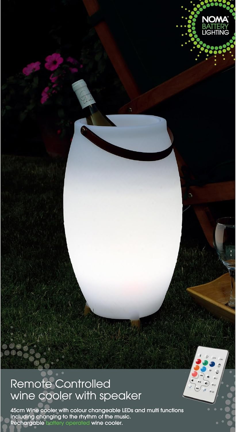 LED Wine Cooler Ice Bucket Bluetooth Speaker Colour Changing Remote Control 45cm