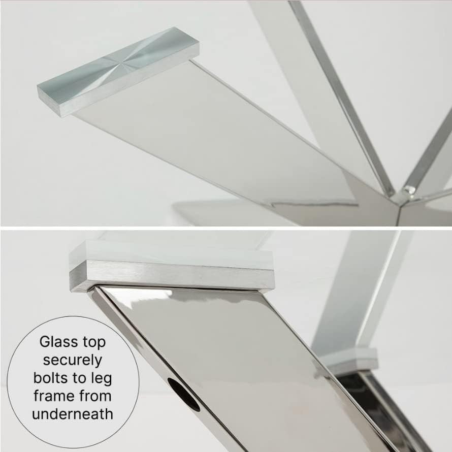 Round Glass Dining Table 130cm Chrome Legs 12mm Toughened Modern