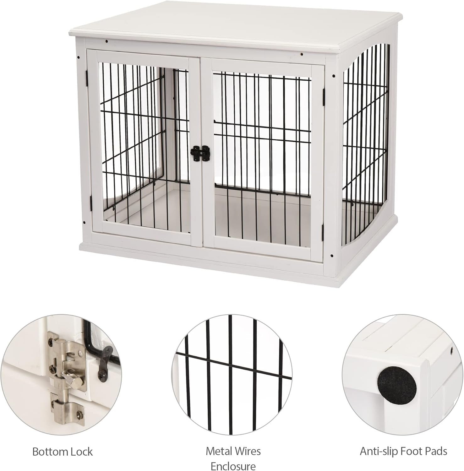 Stylish Indoor Dog Crate Table with 3 Doors, Secure & Spacious 81x58.5x66cm