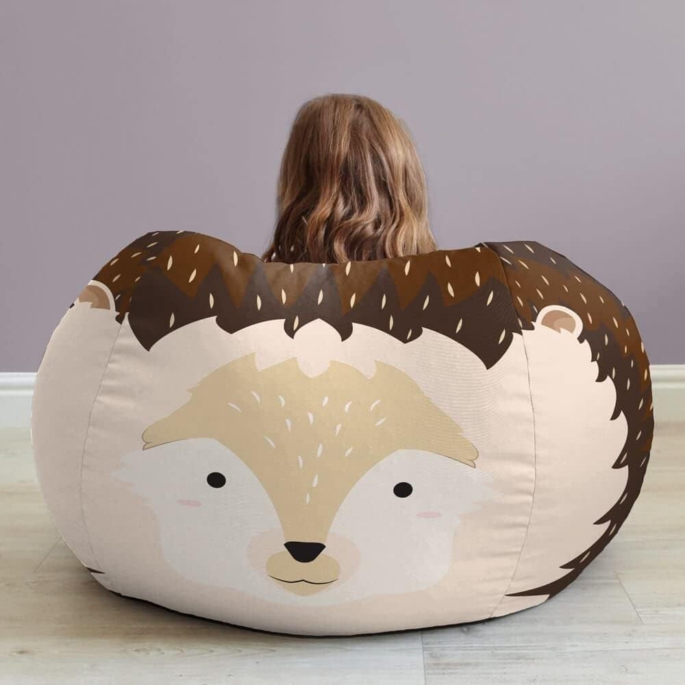 Toddler Kids Animal Printed Bean Bag Chair with Footstool | Soft, Durable Seat
