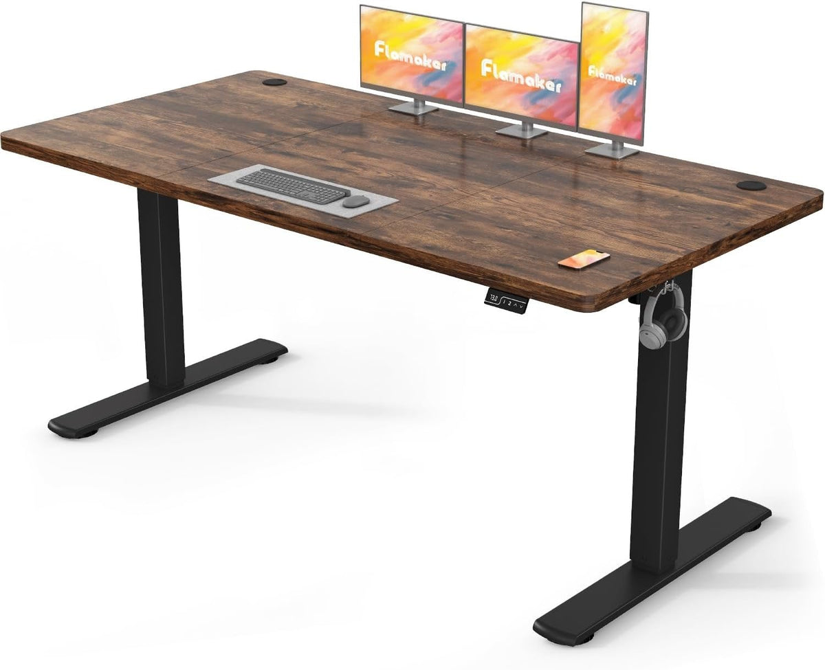 Electric Height Adjustable Standing Desk 160x70cm | Vintage Brown Table